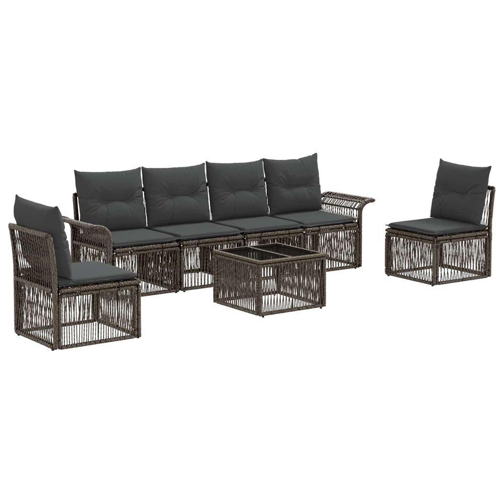 Ensemble de canapé de jardin 7 pc gris polyrotin
