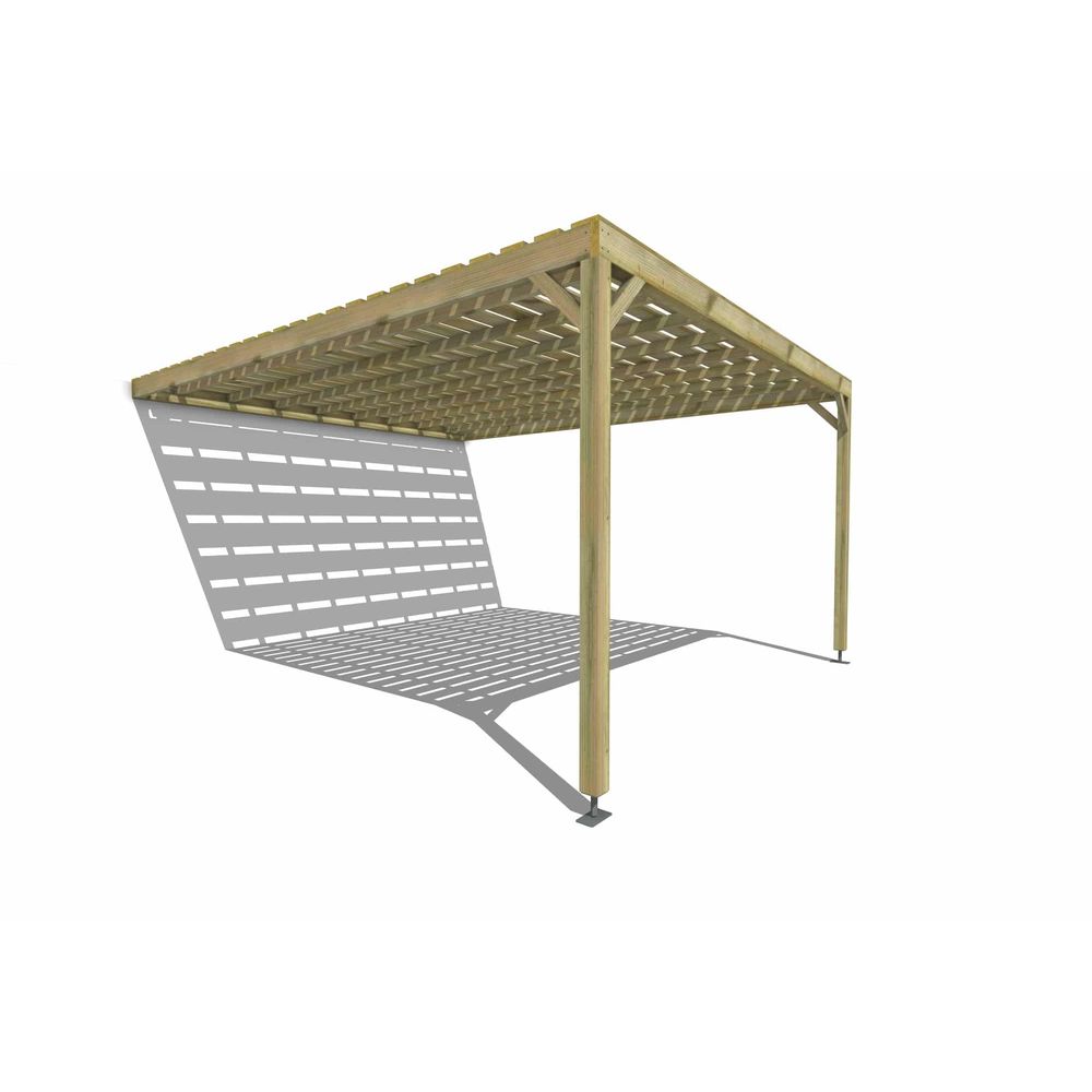 Pergola bois • 4m x 5m • adossée • sens profondeur • platelage bois • livraison comprise