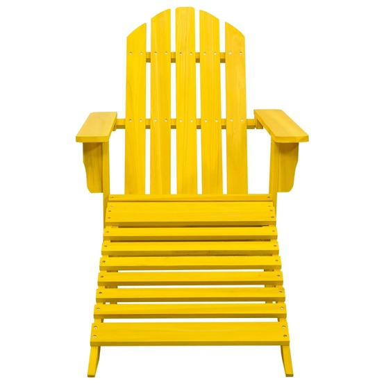 Chaise de jardin adirondack avec pouf bois de sapin jaune