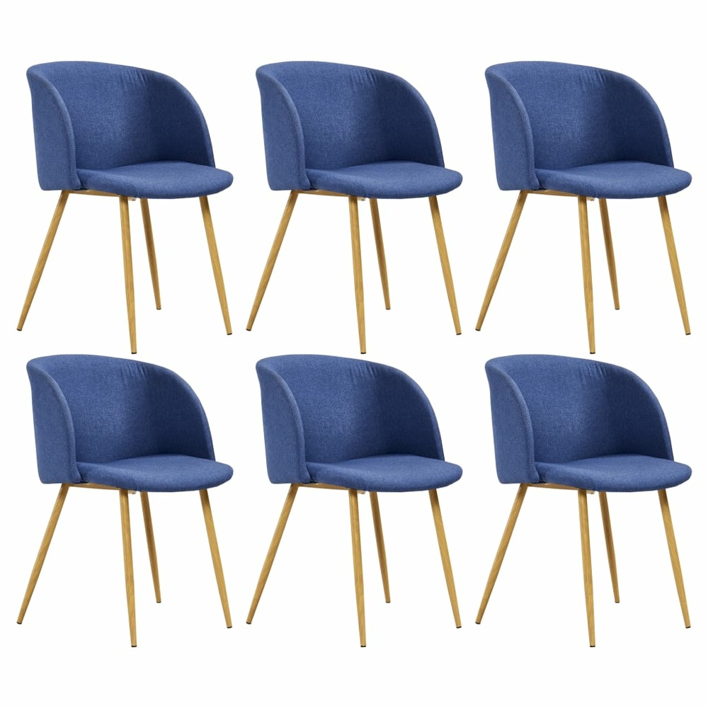 Chaises de salle à manger 6 pcs bleu tissu