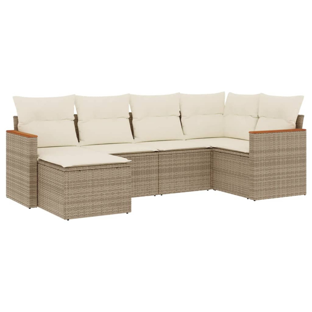 Salon de jardin avec coussins 6 pcs beige résine tressée