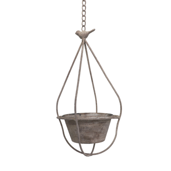 Mangeoire à oiseaux abreuvoir jardin extérieur métal gris 17x31cm