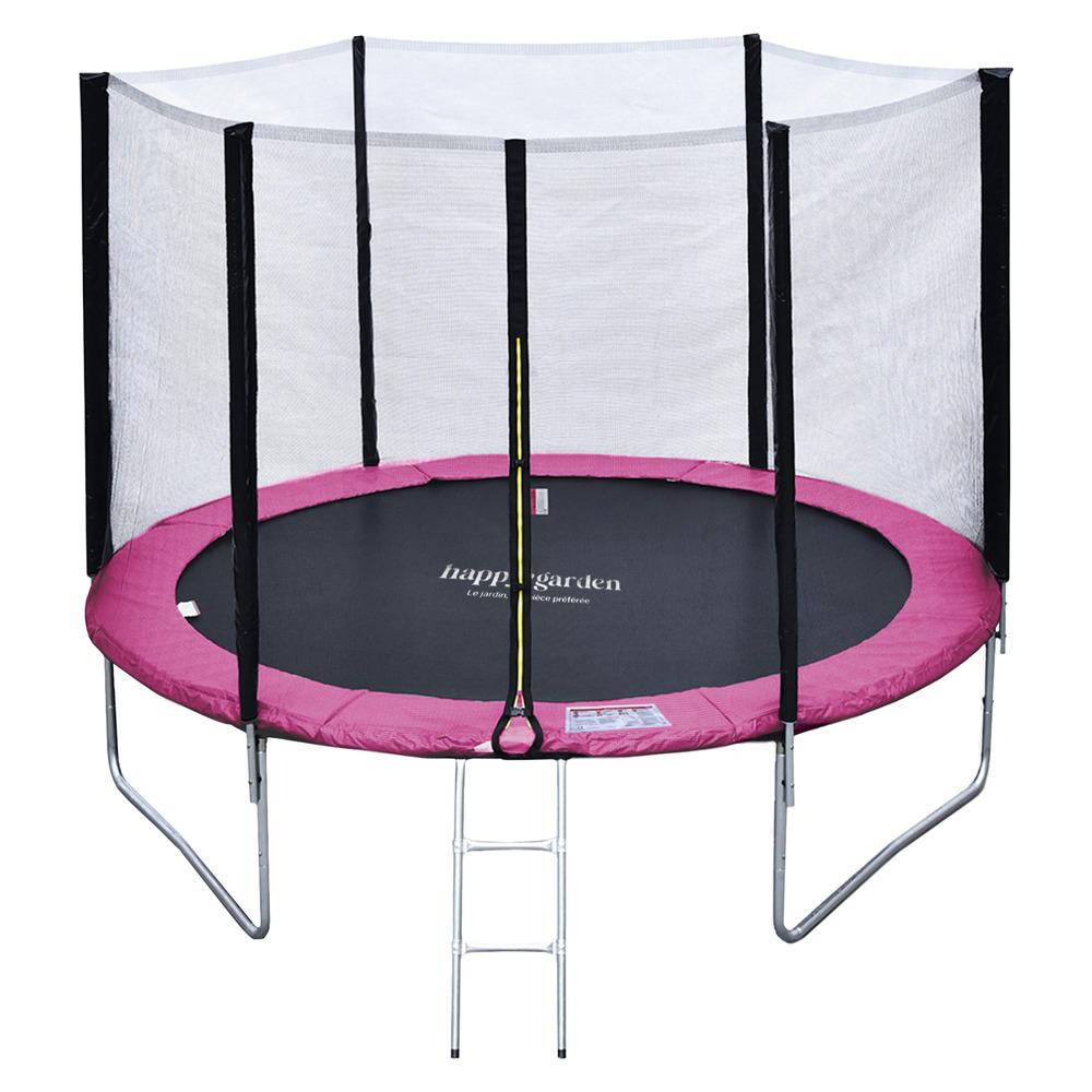 Trampoline 305cm réversible rose/gris adelaïde + échelle, bâche et kit d'ancrage