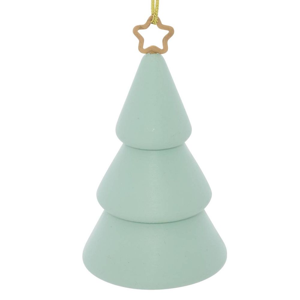 Suspension de sapin motif sapin 3d et étoile en bois vert 10 cm