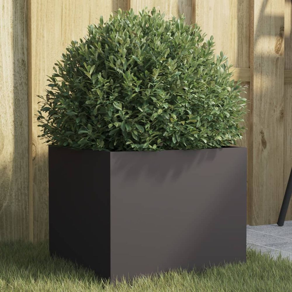 Jardinière carrée en acier design pour balcon jardin noir 32x30x29 cm