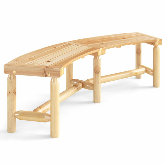 Banc de patio incurvé pour 2 à 3 personnes 170 x 58 x 45 cm assise spacieuse design naturel en bois massif