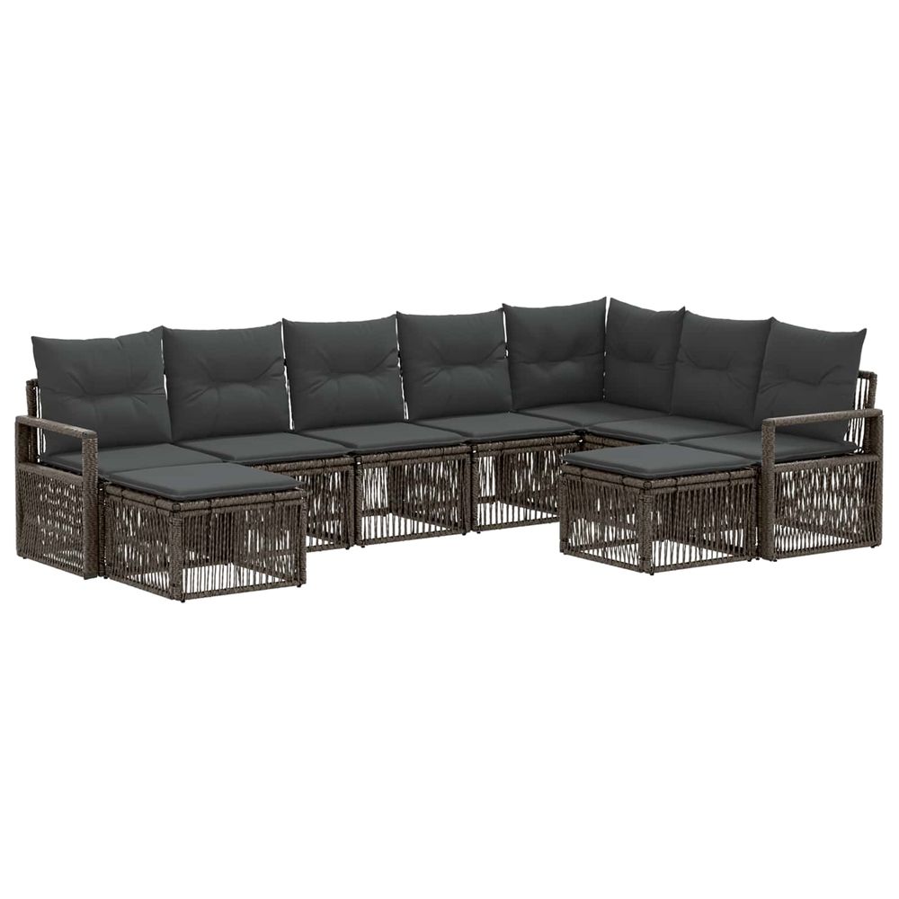 Ensemble de canapé de jardin 9 pc gris polyrotin