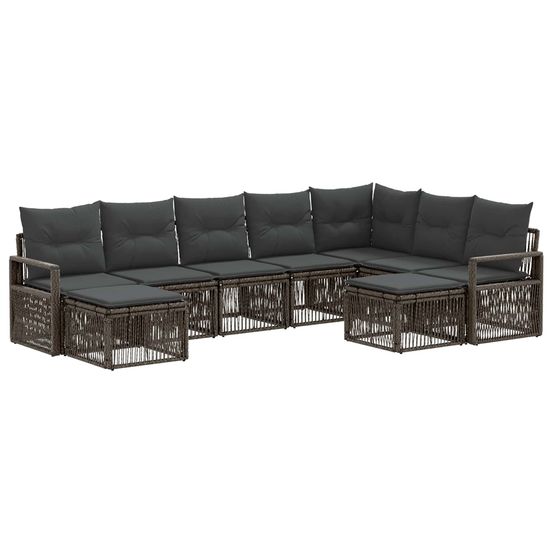 Ensemble de canapé de jardin 9 pc gris polyrotin