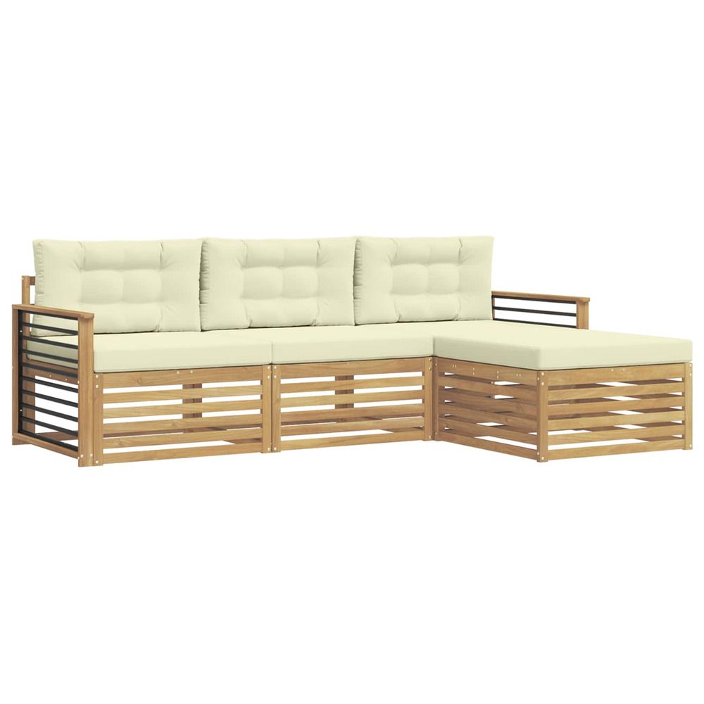 Ensemble de canapés d'extérieur 4 pc blanc et crème polyester