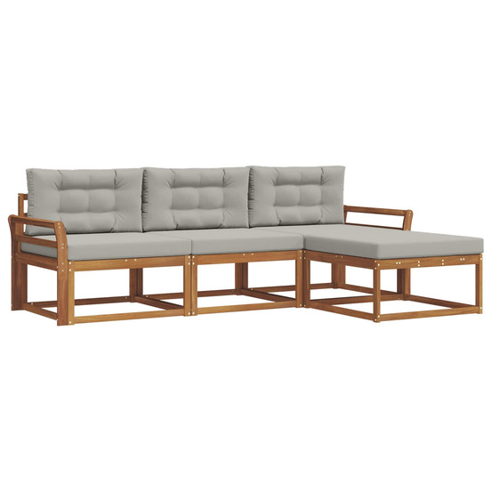 Ensemble de canapés d'extérieur 4 pcs gris naturel et clair