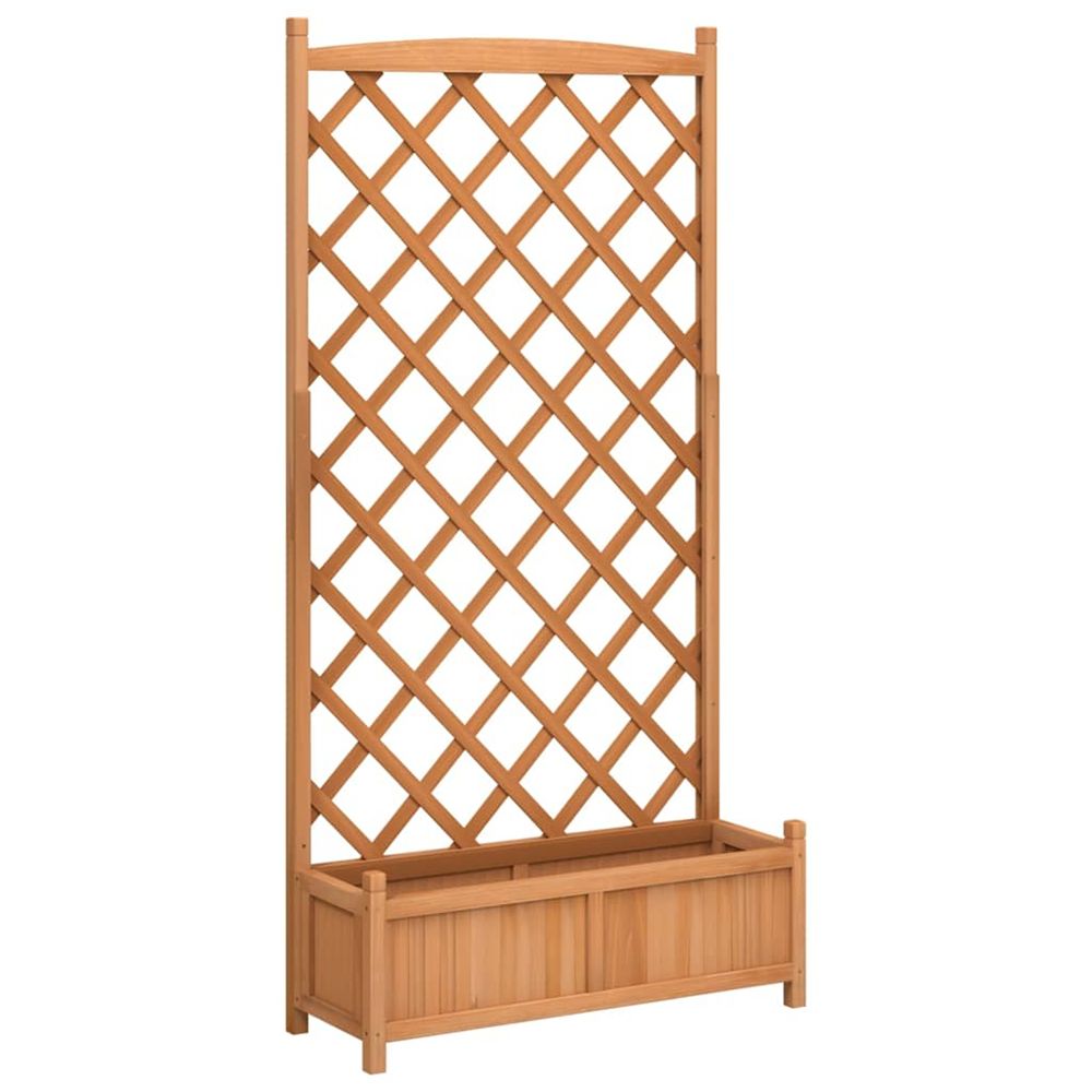 Jardinière d'extérieur avec treillis marron 90x35x180 cm bois massif de sapin