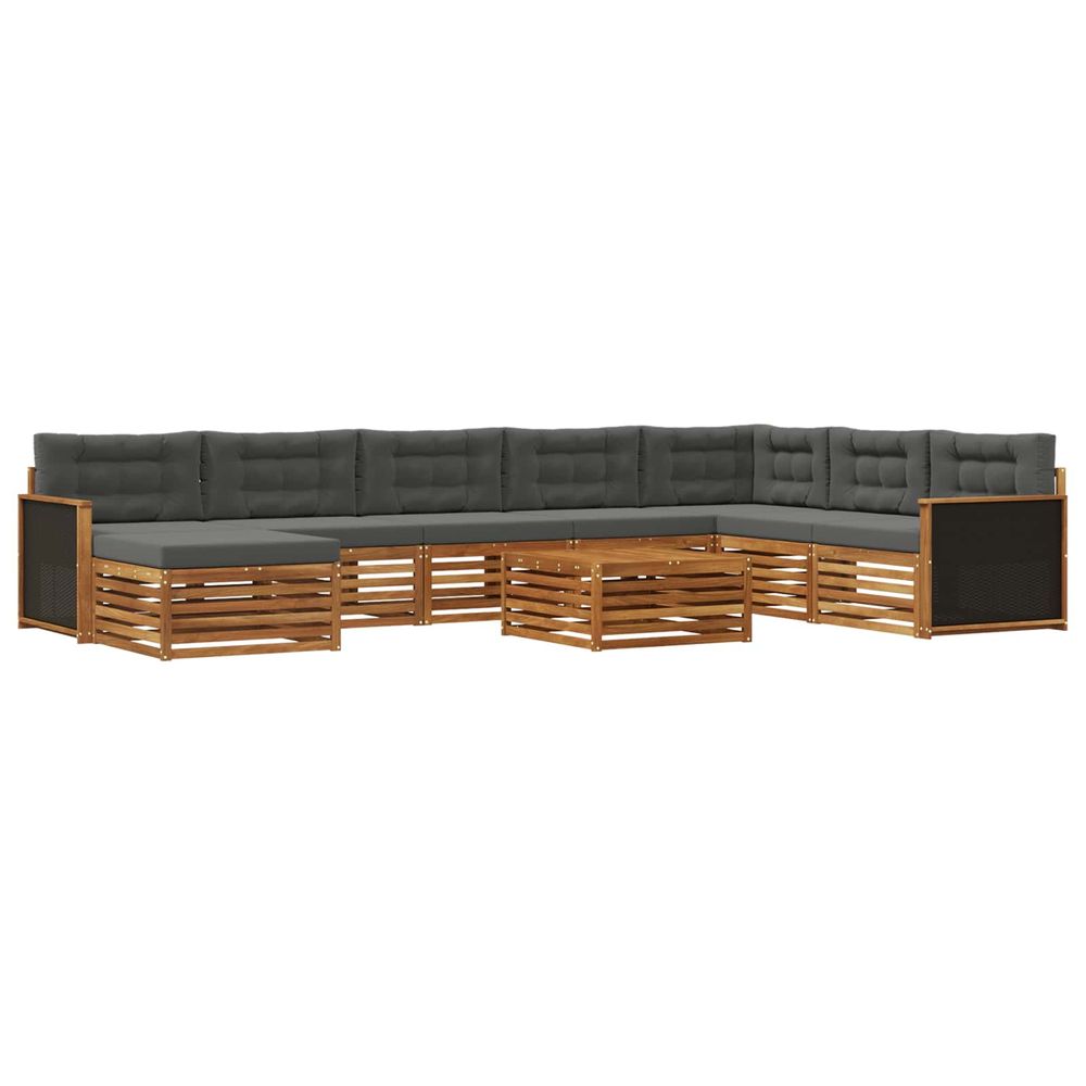 Ensemble de canapés d'extérieur 9 pc naturel et anthracite