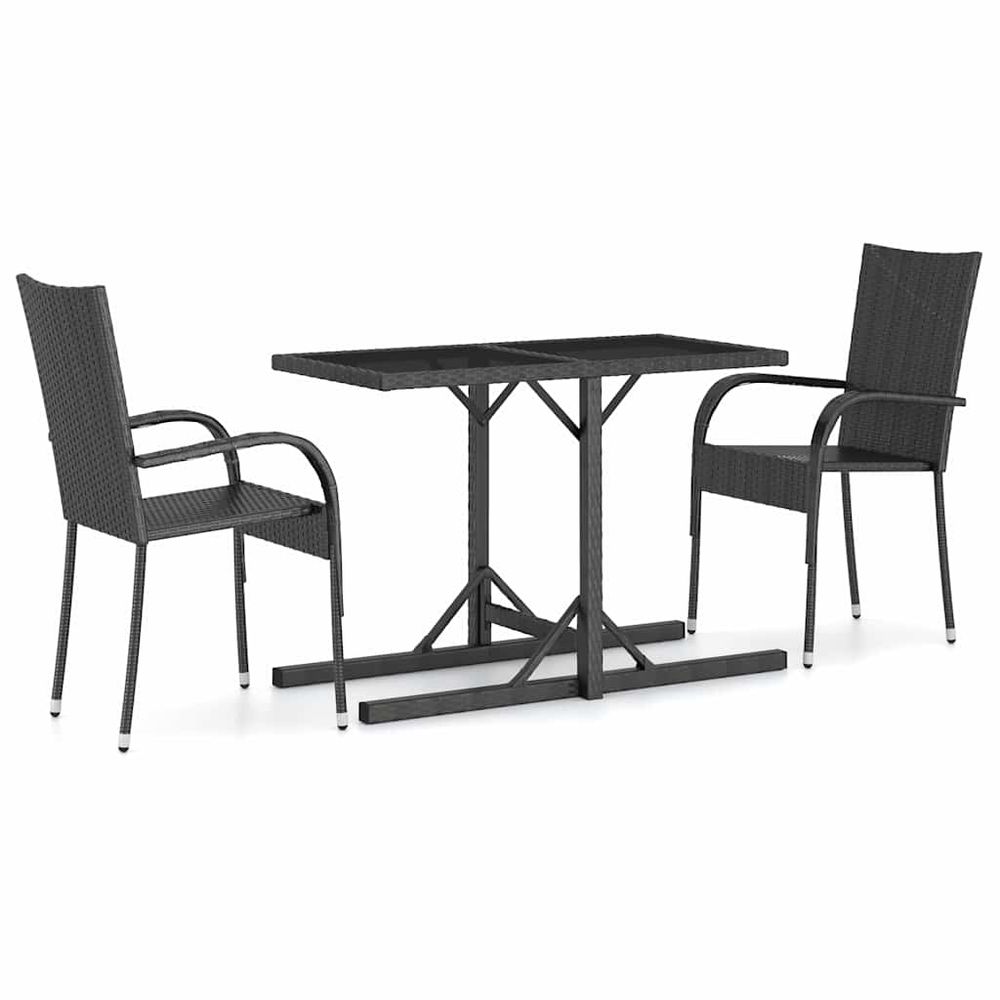 Ensemble à manger de jardin 3 pcs noir