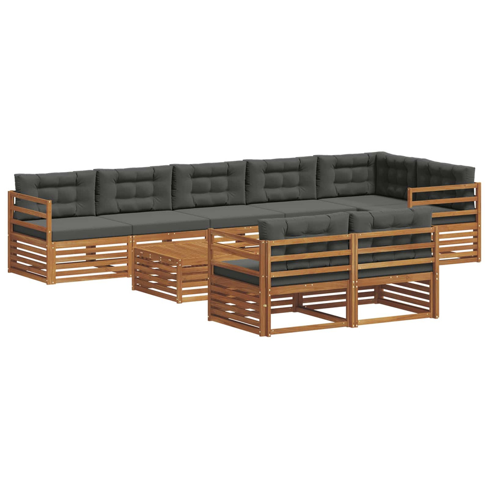 Ensemble de canapés d'extérieur 9 pcs naturel et anthracite