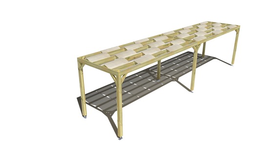 Pergola bois • 10m x 2m • indépendante • sens largeur • voilage semi-transparent inclus • livraison comprise