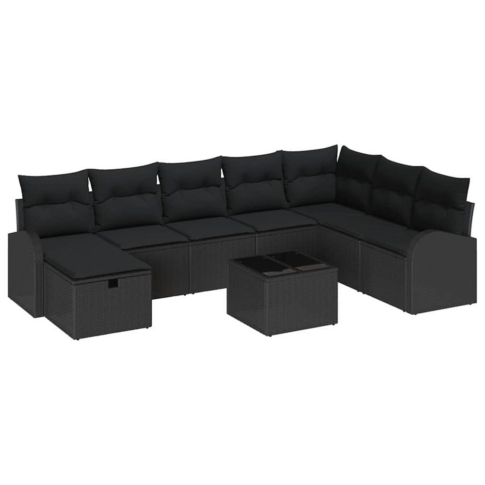 Ensemble de canapés 9 pc noir polyrotin