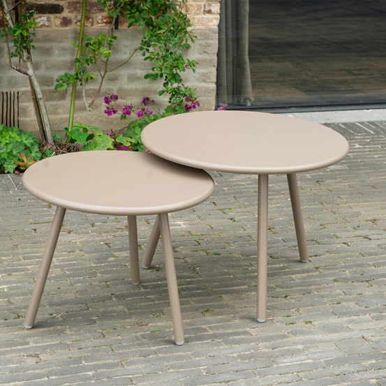 Lot de 2 tables de jardin rondes en acier marron marina