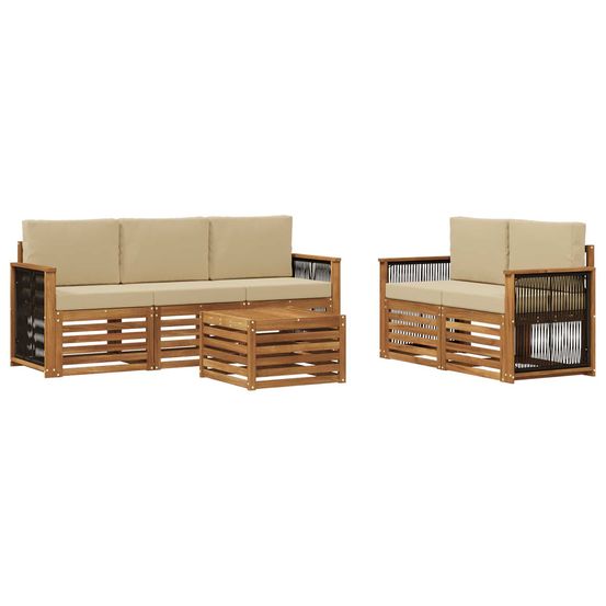 Ensemble de canapés d'extérieur 6 pc naturel et beige