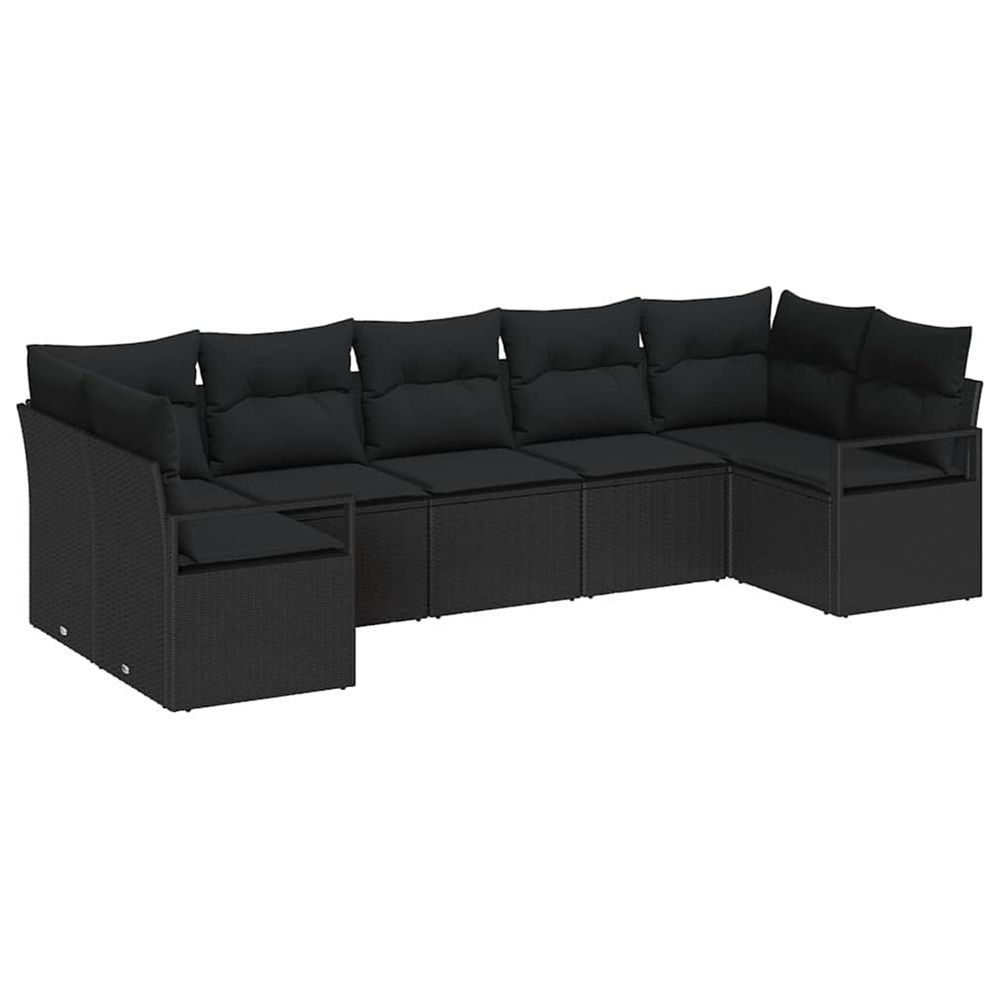 Ensemble de canapé de jardin 7 pc noir polyrotin