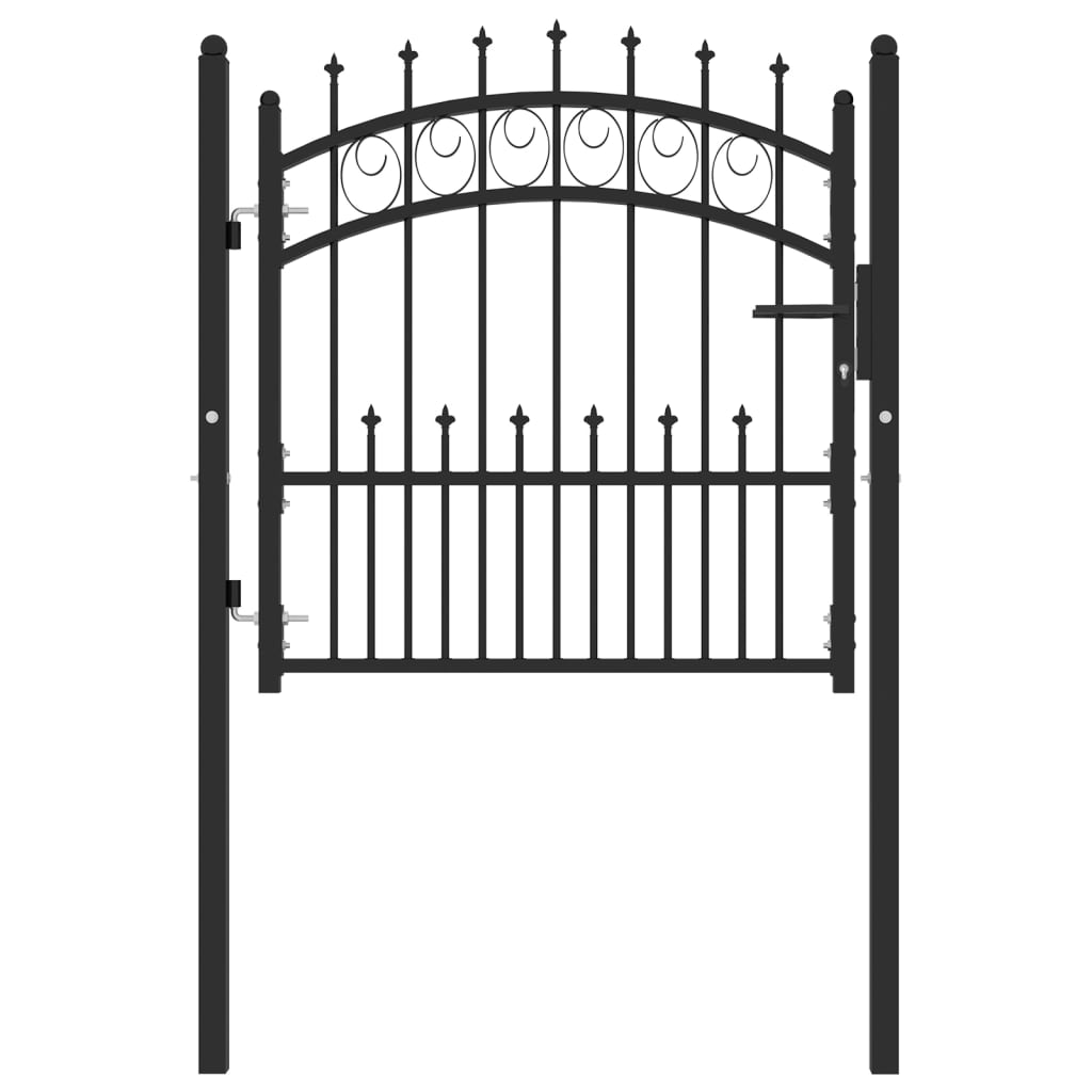 Portail de clôture avec pointes acier 100x100 cm noir