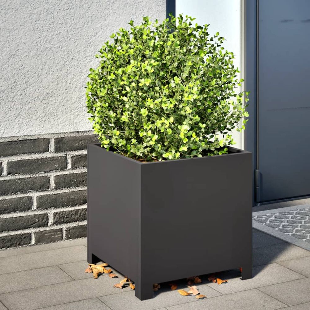 Jardinières carrées acier lot de 2 jardin terrasse noir 40cm