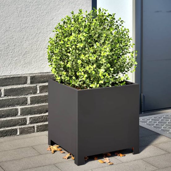 Jardinières carrées acier lot de 2 jardin terrasse noir 40cm