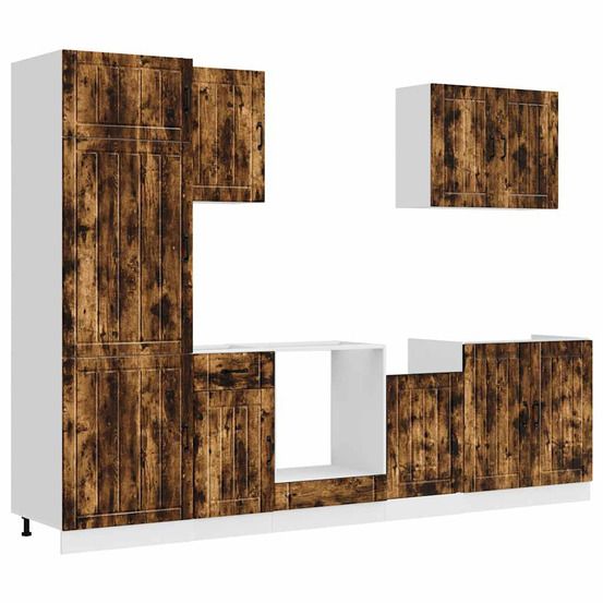 Ensemble d'armoires de cuisine 7 pcs lucca bois d'ingénierie