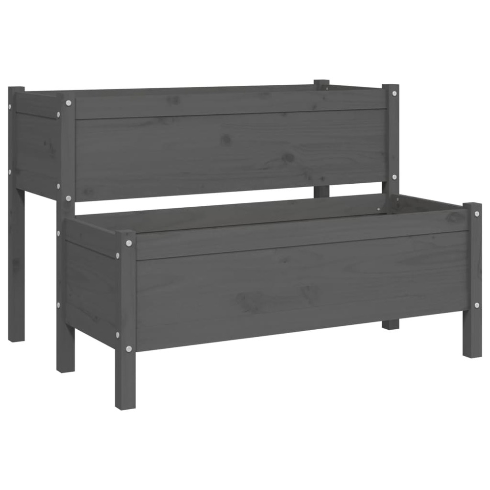 Jardinière bac lit surélevé plantes fleurs terrasse jardin 110 x 84 x 75 cm bois massif de pin gris