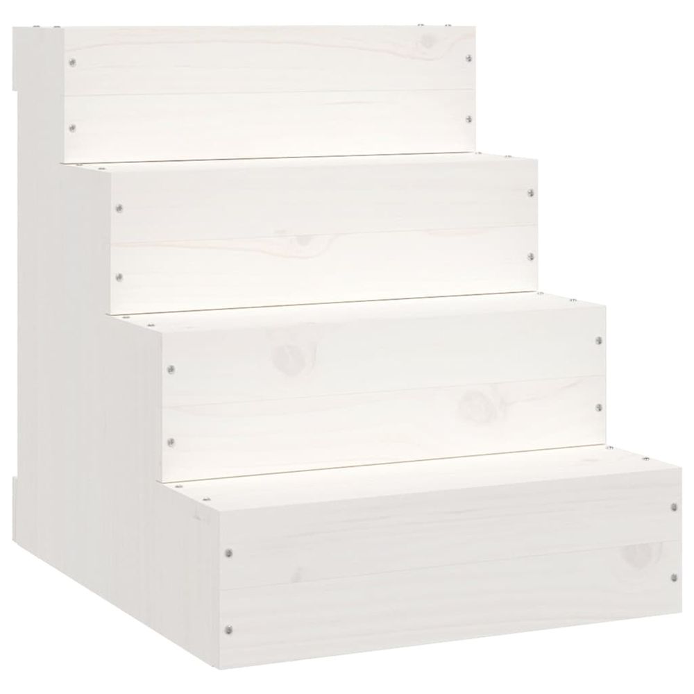 Escalier pour animaux de compagnie blanc 40x49x47cm bois de pin
