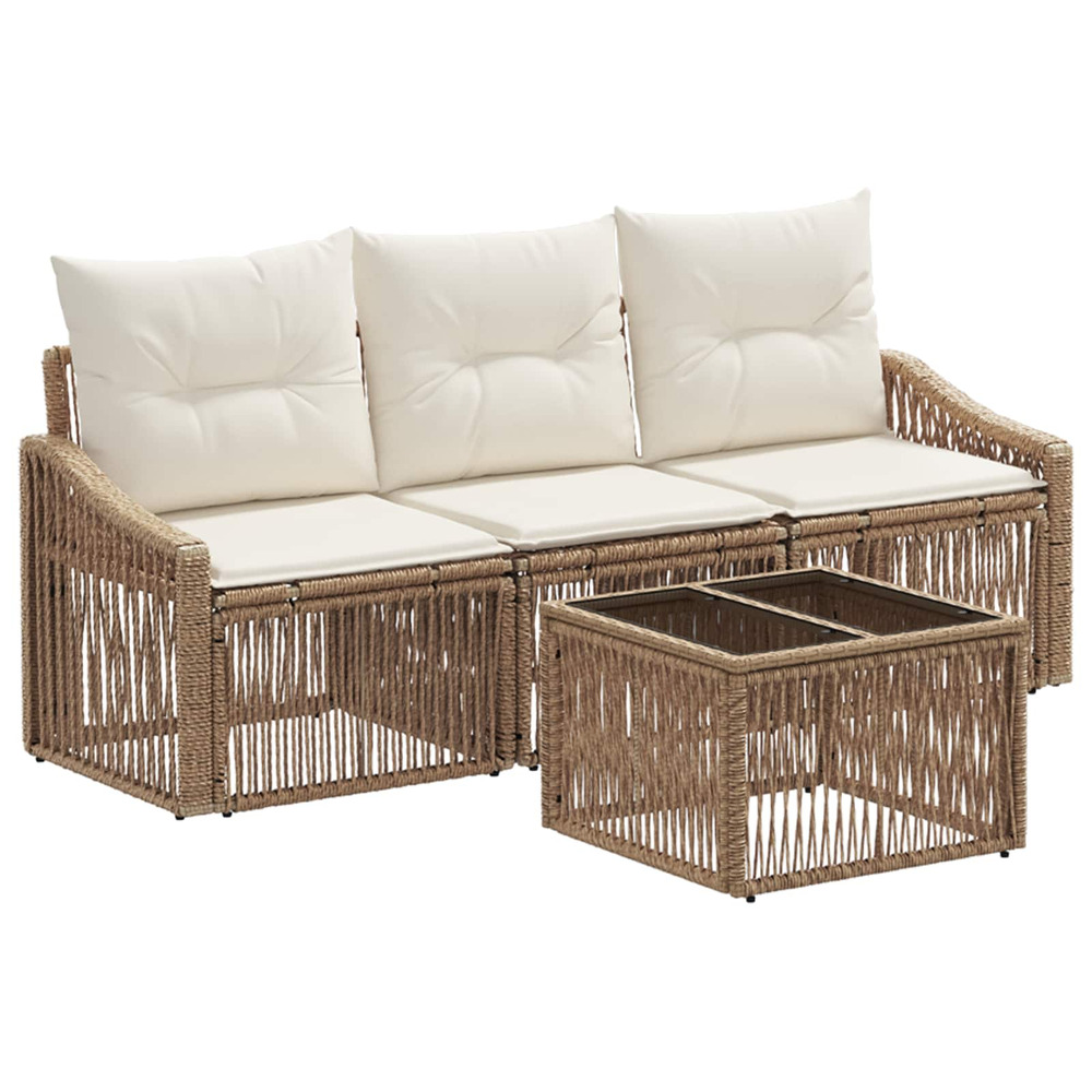 Ensemble de canapé de jardin 4 pcs beige polyrotin