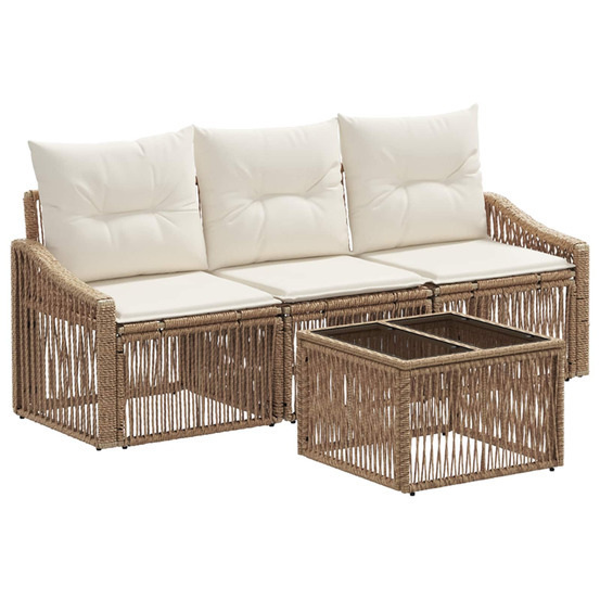 Ensemble de canapé de jardin 4 pcs beige polyrotin