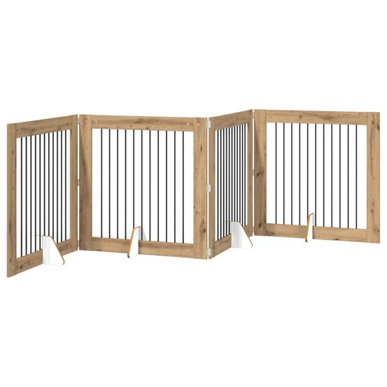 Porte de chien pliable avec supports 4 pc chêne artisanal
