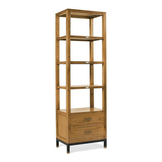 Bibliothèque 2 tiroirs bronze bois-bronze marron - xélina décoration d'autrefois