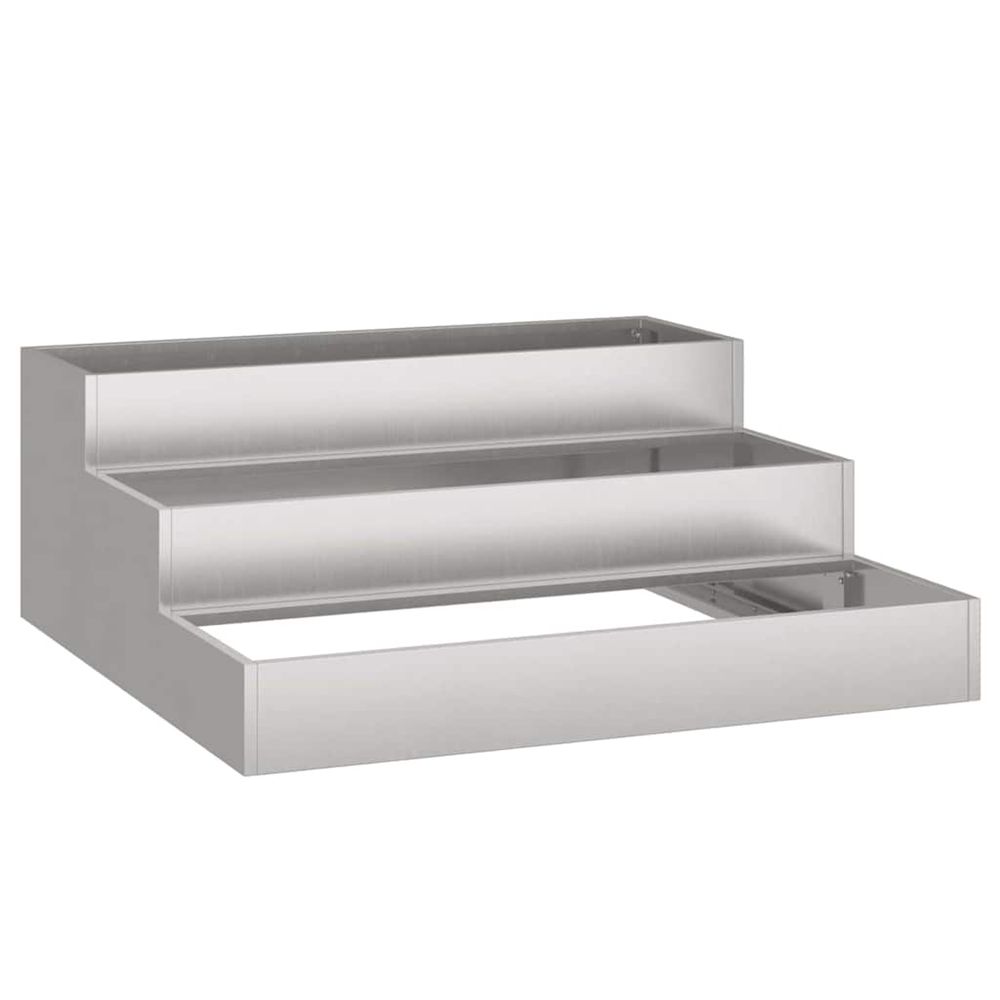 Cache-pot de jardin argent 90 x 90 x 35 cm acier inoxydable