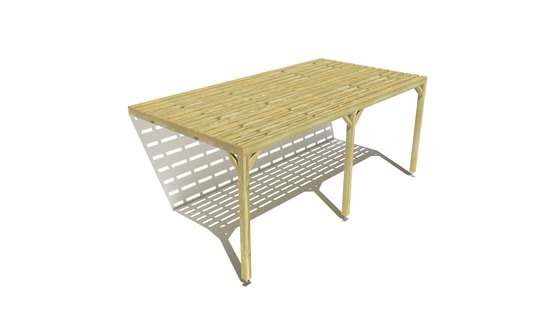 Pergola bois • 6m x 3m • adossée • sens profondeur • platelage bois • livraison comprise