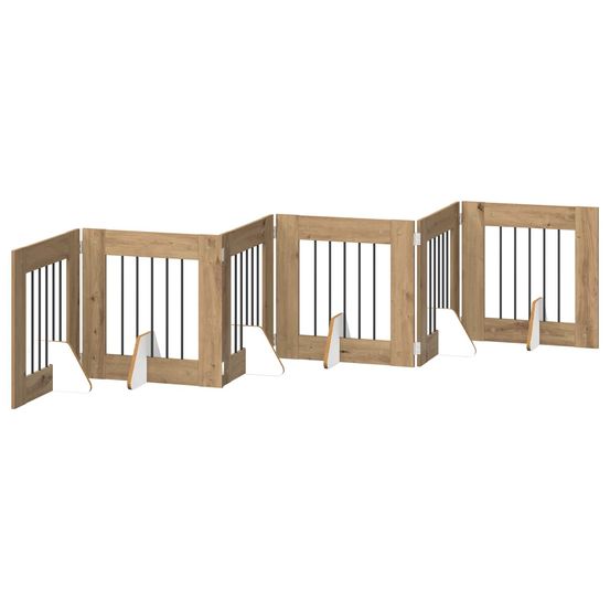 Porte de chien pliable avec supports 6 pc chêne artisanal