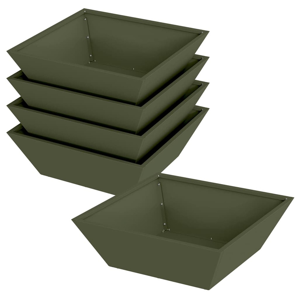 Cache-pot de jardin 5 pcs vert olive 50 x 50 x 15 cm