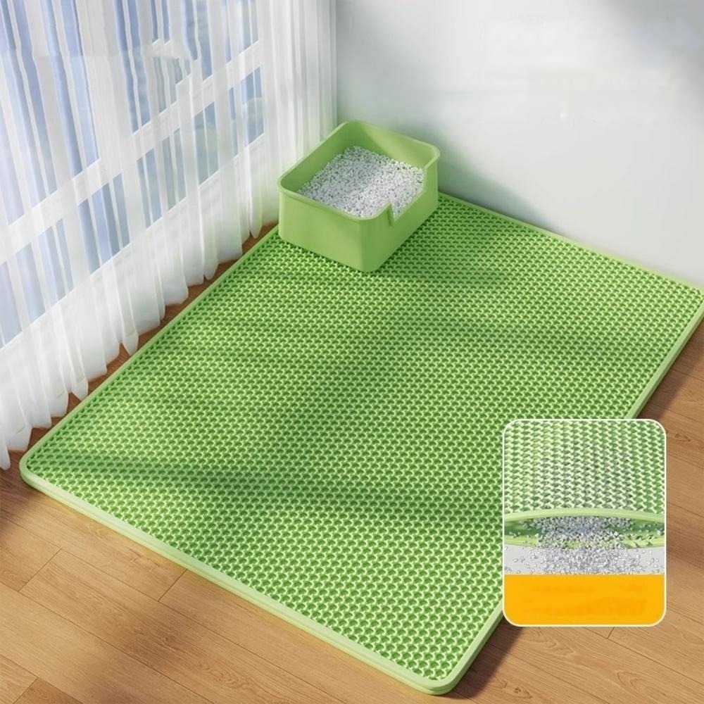 Tapis de litière anti-déversement pour chat vert 40*50cm