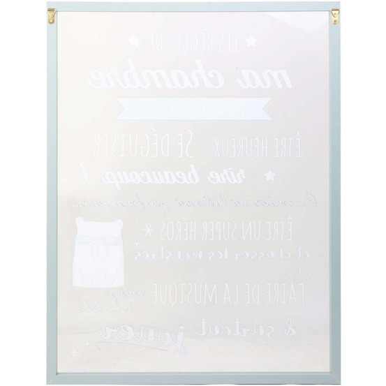 Cadre enfant les règles de ma chambre bleu