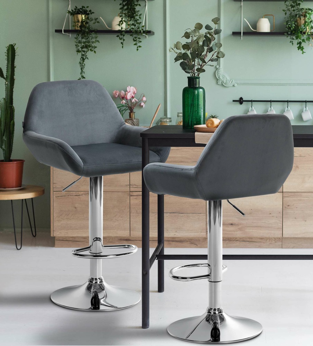 Tabouret de bar braga velours chromé