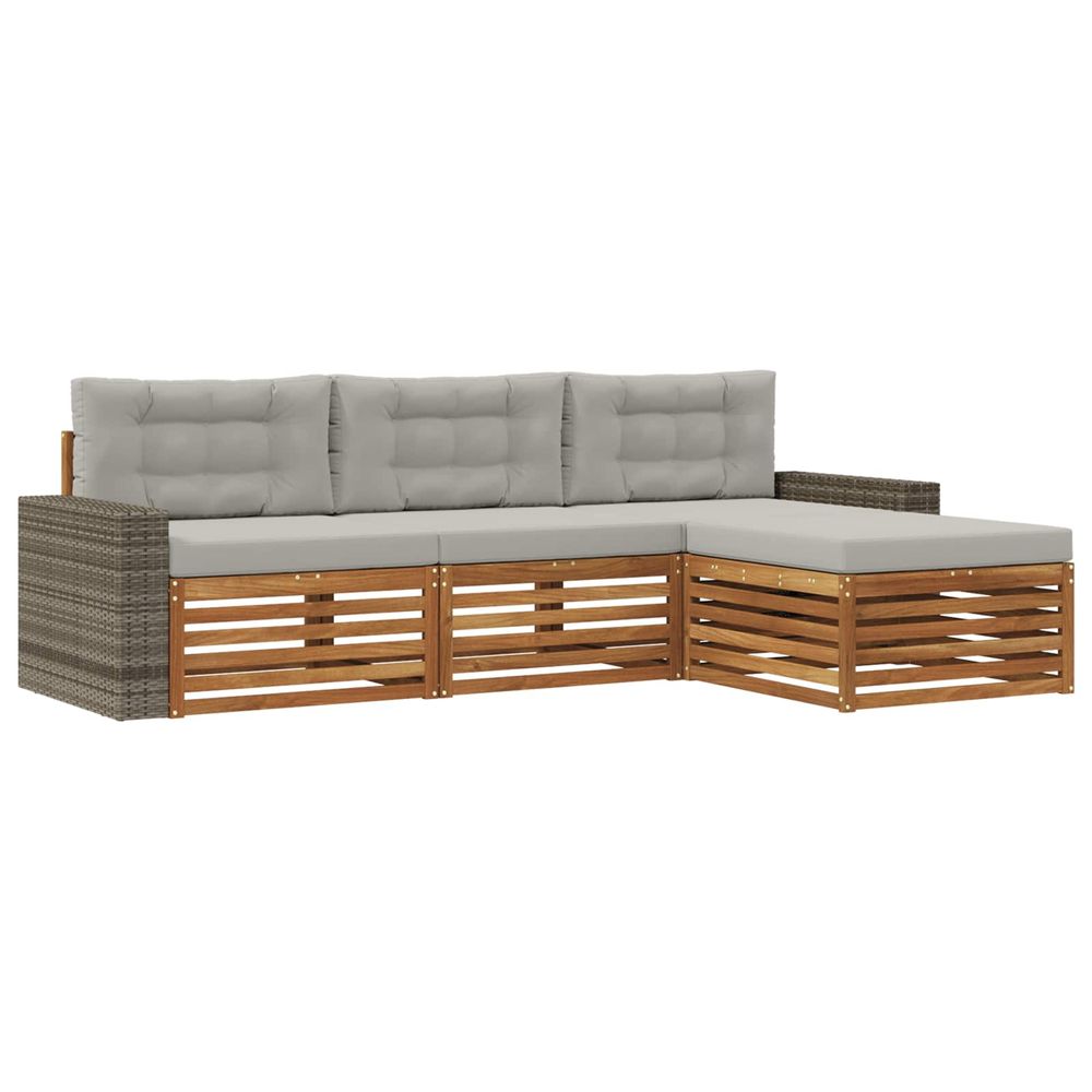 Ensemble de canapés d'extérieur 4 pc naturel et gris clair