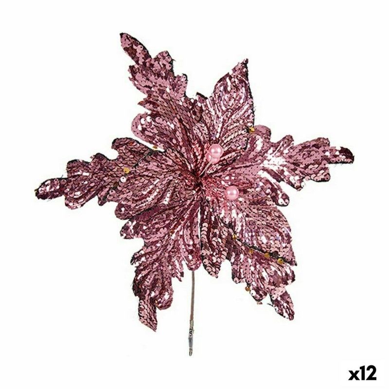 Fleur décorative violet plastique 25x25x28cm - lot de 12