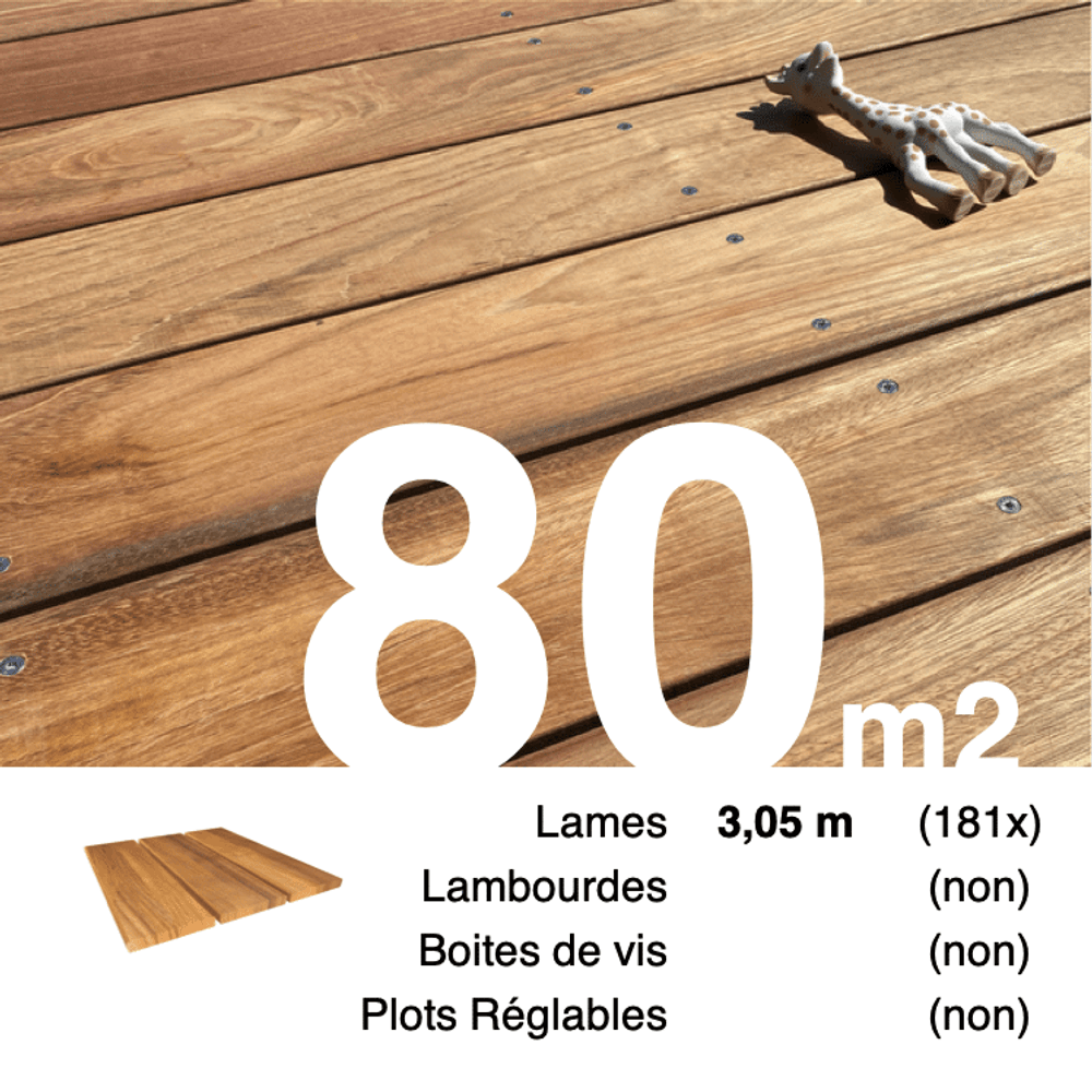 Lames de terrasse bois exotique jatoba 21 x 145 mm • longueur 3,05 m • classe 3b • lot pour 80 m²