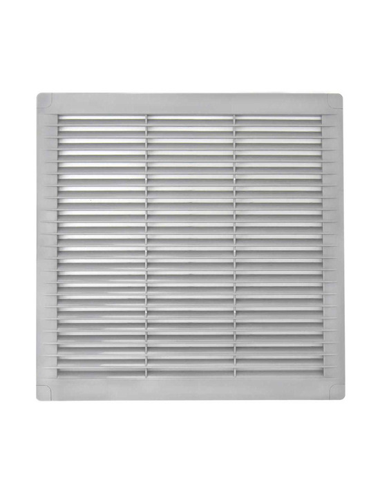 Grille d'aération carrée avec prises et moustiquaire 250x250x7mm abs gris