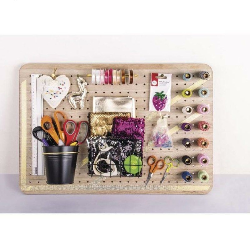 Porte-outil mural peg board en bois mdf perforé 40 x 60 x 2,5 cm