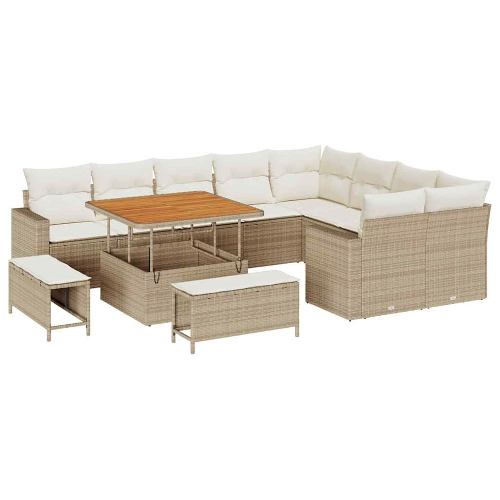 Ensemble de canapé de jardin 12 pc beige polyrotin