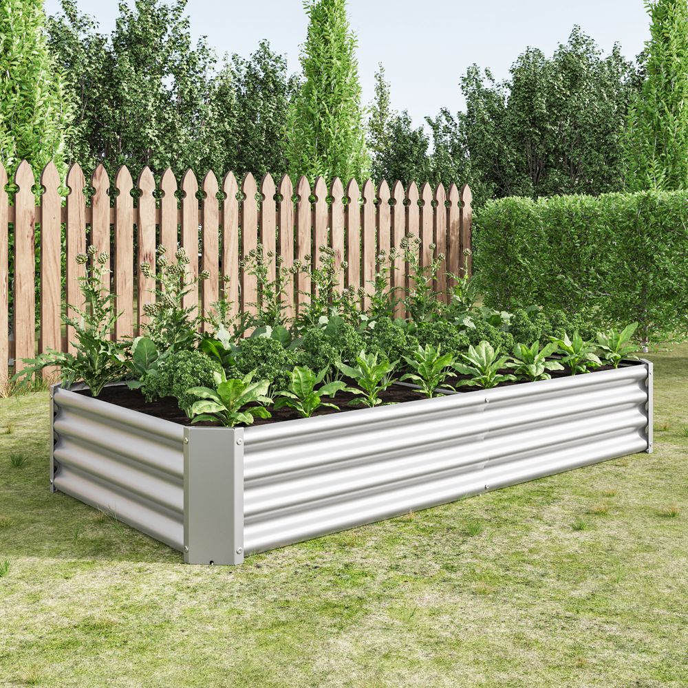 Carré potager acier galvanisé jardin plantes 180x90cm robuste argent
