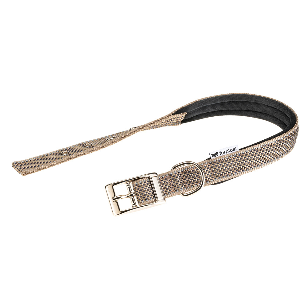 Collier pour chiens réfléchissant rembourré daytona deluxe c25/53, réglable, boucle en métal, marron-noir