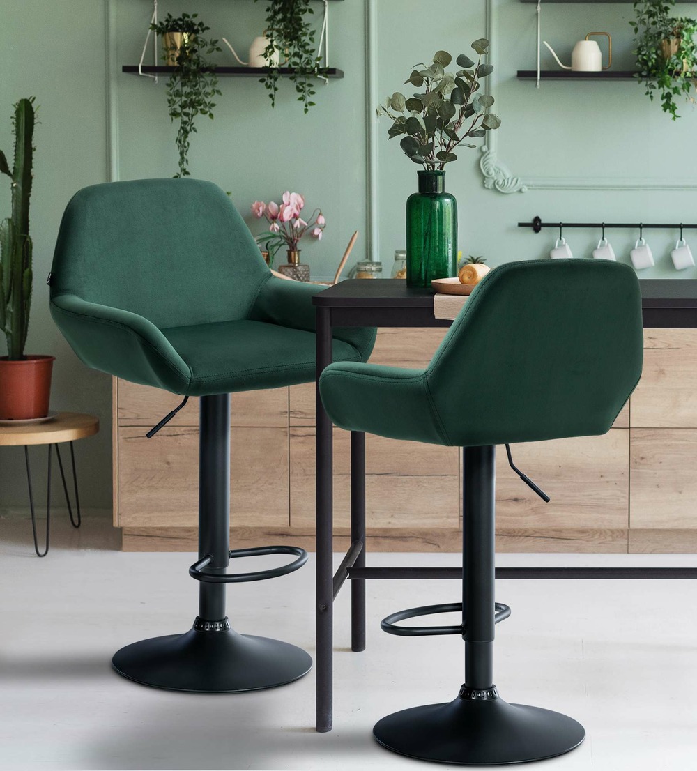 Lot de 2 tabourets de bar braga velours noir