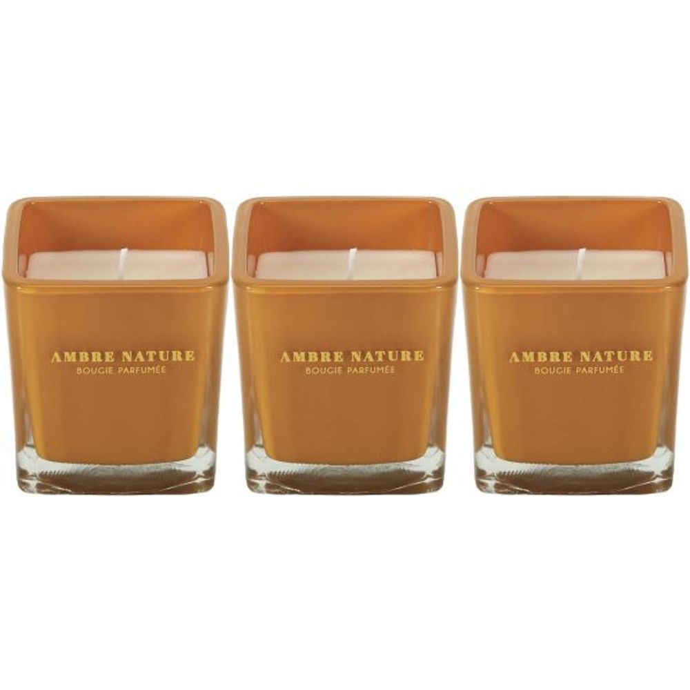 Bougie parfumée carrée nude 7 cm (lot de 3) moutarde